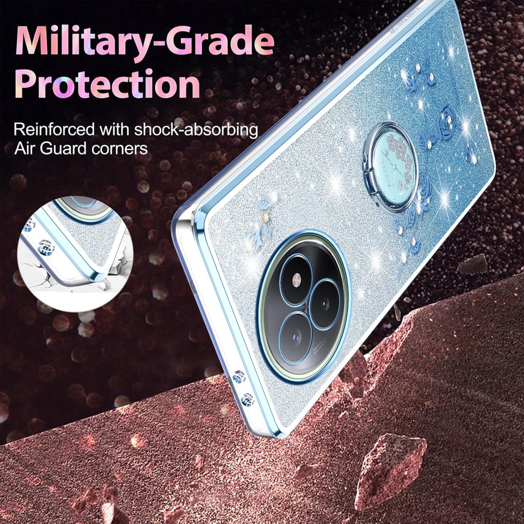 For Xiaomi Redmi K80 Ultra 5G Case Ring Kickstand TPU Flowers Phone Cover Gradient Glitter