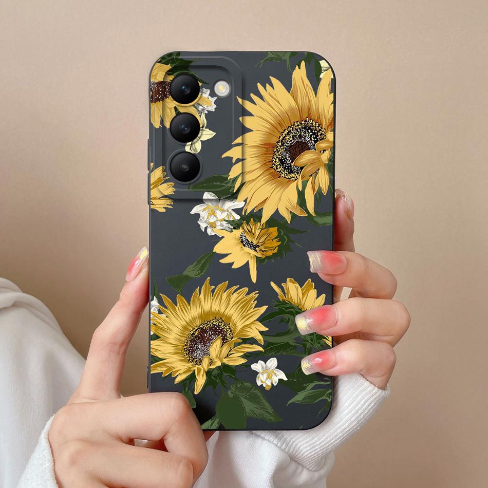 Цветочный чехол для Vivo V30 Lite V30E V30SE Мягкий конфетный Полная защита Жидкий силиконовый чехол для телефона Для Vivo V 30 SE Задняя крышка Подарок