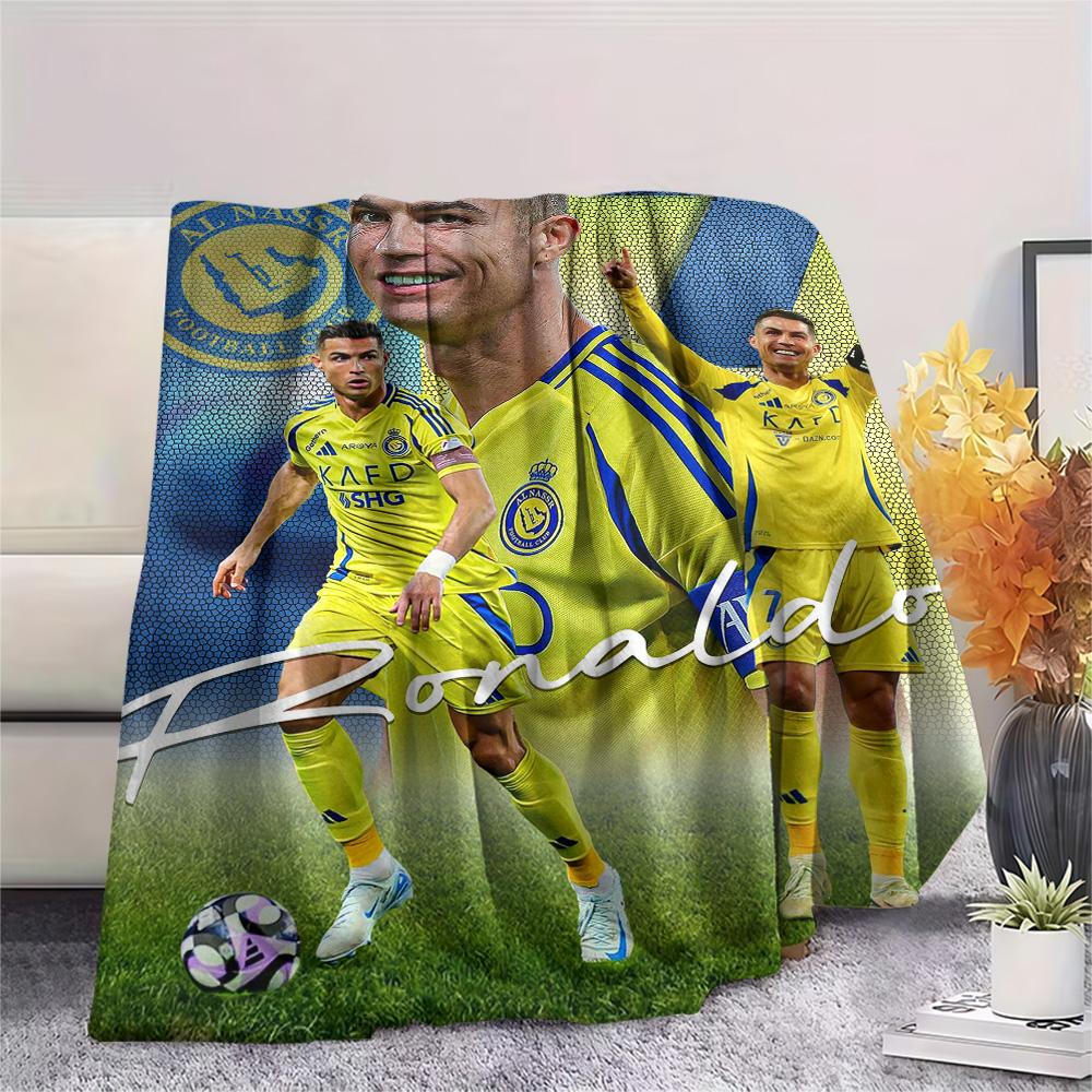 1Pc Ronaldo Print Flannel Blanket High Quality Warm Comfortable Cover for All Seasons Perfect for Gifts Home Decor
