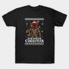 Мужская черная футболка с принтом Stranger Things Рождество - Merry Upside Down Печать на трансферной бумаге без вырезания Хлопковая футболка