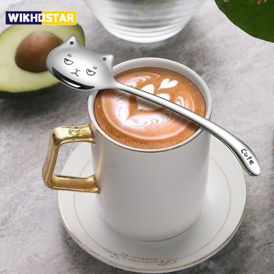 Длинный хвост, кофейная ложка для кошек, чайная ложка, нержавеющая сталь 304, забавная кофейная ложка, посуда, чайная ложка, мини-ложка, кухонные аксессуары