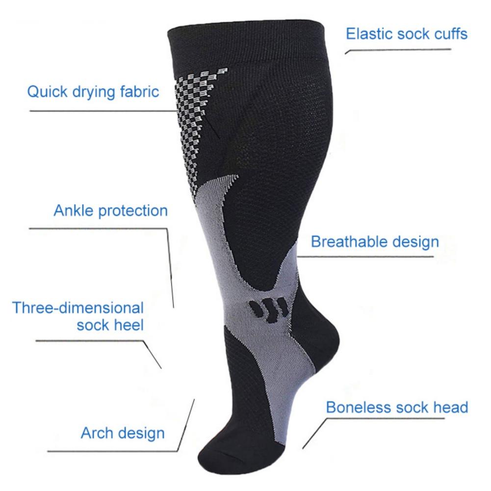 Wide Calf Plus Size Compression Socks Reduce Soreness And Swelling Large Size Elastic Breathable Pressure Socks