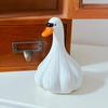Garlic Duck Resin Figurine Cartoon White Duck Statue Animal Sculpture Home Office Bookshelf Desktop Decoration Ornament