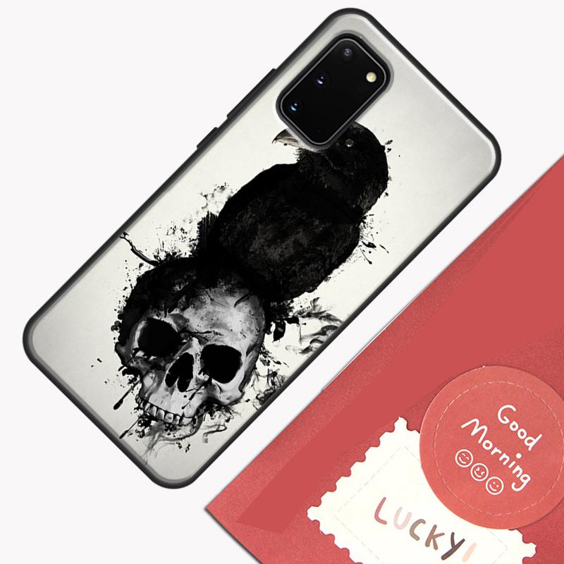 Чехол для телефона 'Череп ворона' для Samsung Galaxy S25 S24 S20 S21 S22 S23 Ultra S9 S10 Plus S25 FE Защитный корпус