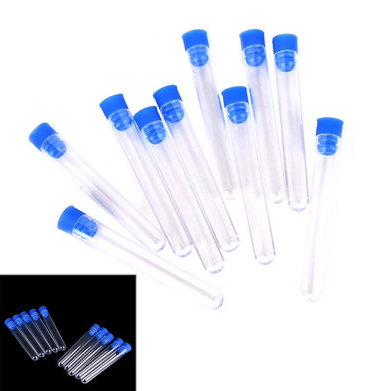 10Pcs 15X100Mm Clear Plastic Test Tubes Hard Plastic Test Tube With Wing Plug