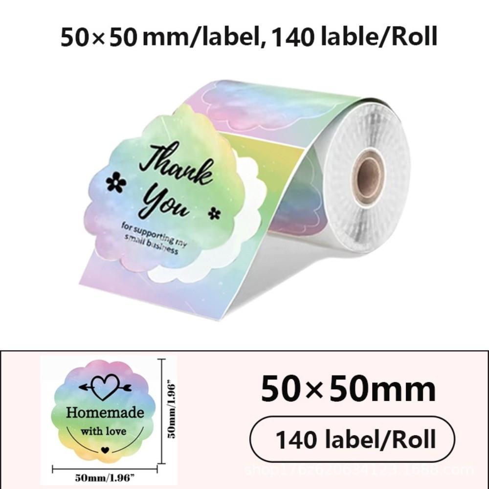 140pcs Tear-resistant Square Label Sticker Waterproof Printer Paper Portable Thermal Label Roll