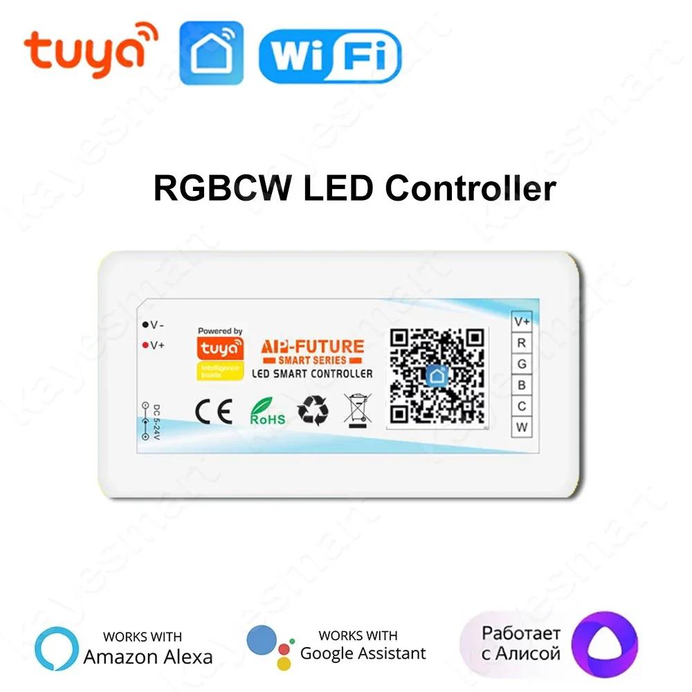 Tuya Smart WiFi LED Controller DC5V-24V RGB/RGBW/RGBCCT Single Color Dimmer LED Strip Remote Control Work with Alexa Google home