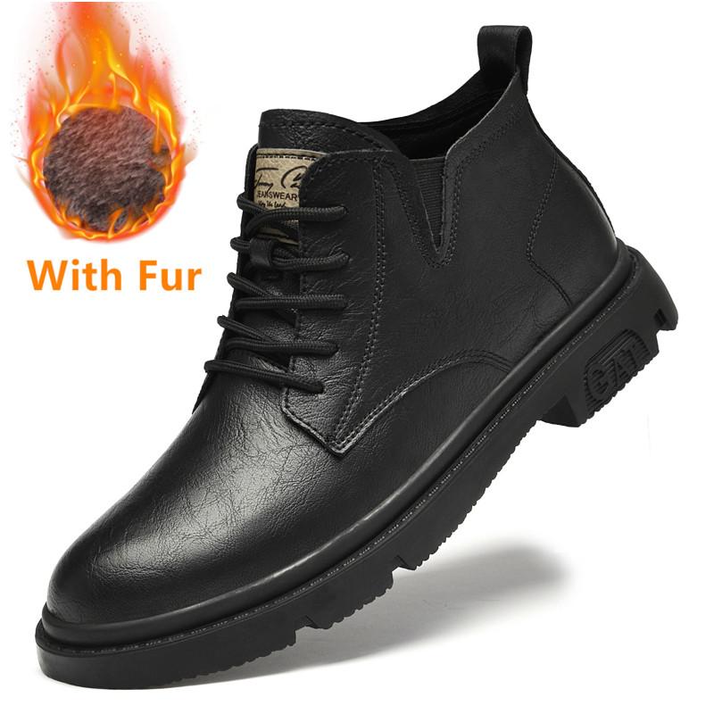 Мужские туфли-оксфорды из натуральной кожи, осенне-зимние мужские ботильоны, теплые меховые ботинки в стиле ретро, удобные мужские ботинки в винтажном стиле для отдыха