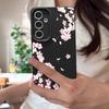 Розовые Цветы Персика Цветочный Чехол Для Samsung S26 S25 S24 Ultra S23 S22 S21 FE A15 A16 A17 A26 A35 A36 A37 A54 A55 A56 A57 5G Чехол с Текстурой Кожи