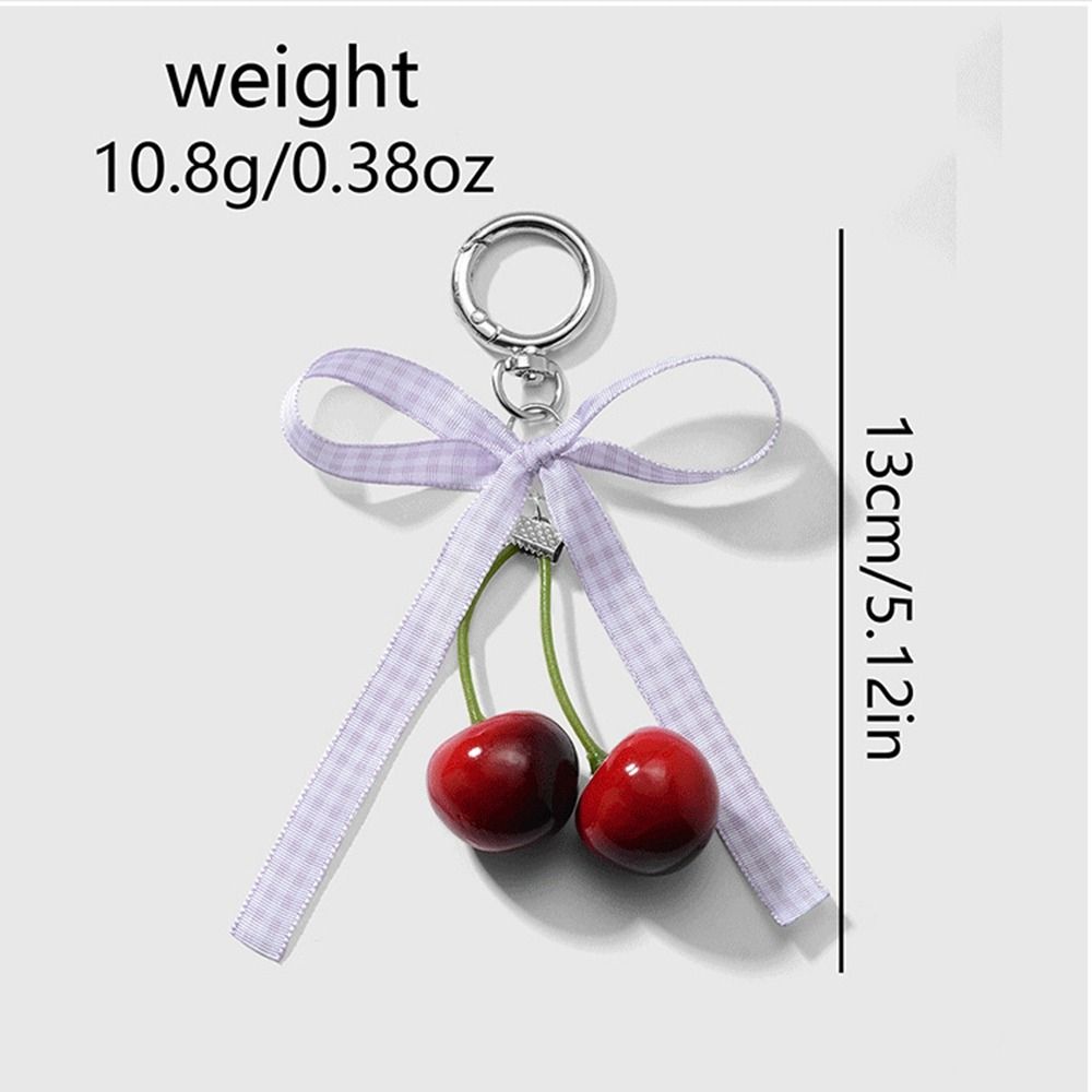 Phone Charms Cherry Pendant Keyring Ballet Style Pendant Ribbon Bow Keychain Couple Kids