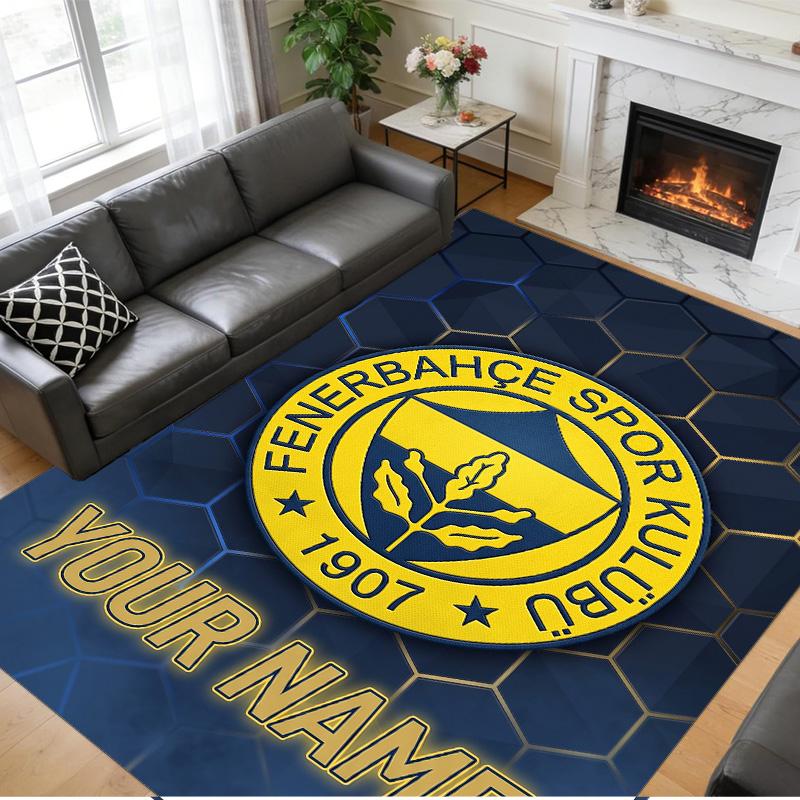 Crystal Velvet Rug Custom Name Text, Soft Non Slip Floor Mat Home DecorFenerbahçe FC