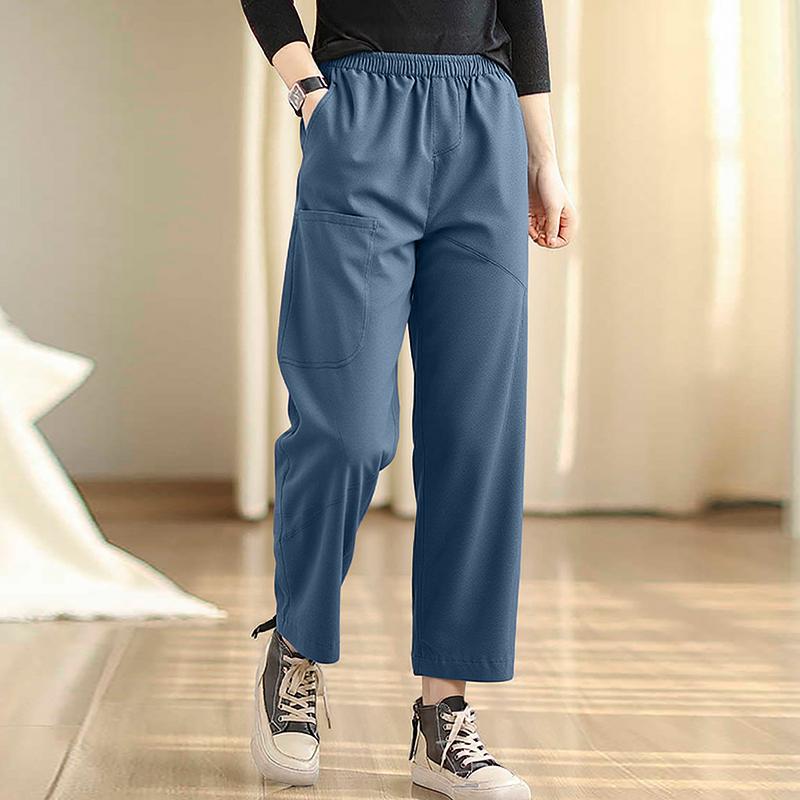 ZANZEA Женские повседневные эластичные брюки гаремы свободного кроя однотонные