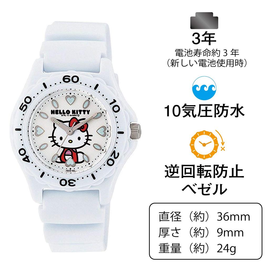 Часы Аналоговые Hello Kitty Водонепроницаемый Ремешок Из Уретана Белый [Citizen Q&Q] VQ75-431 Женские
