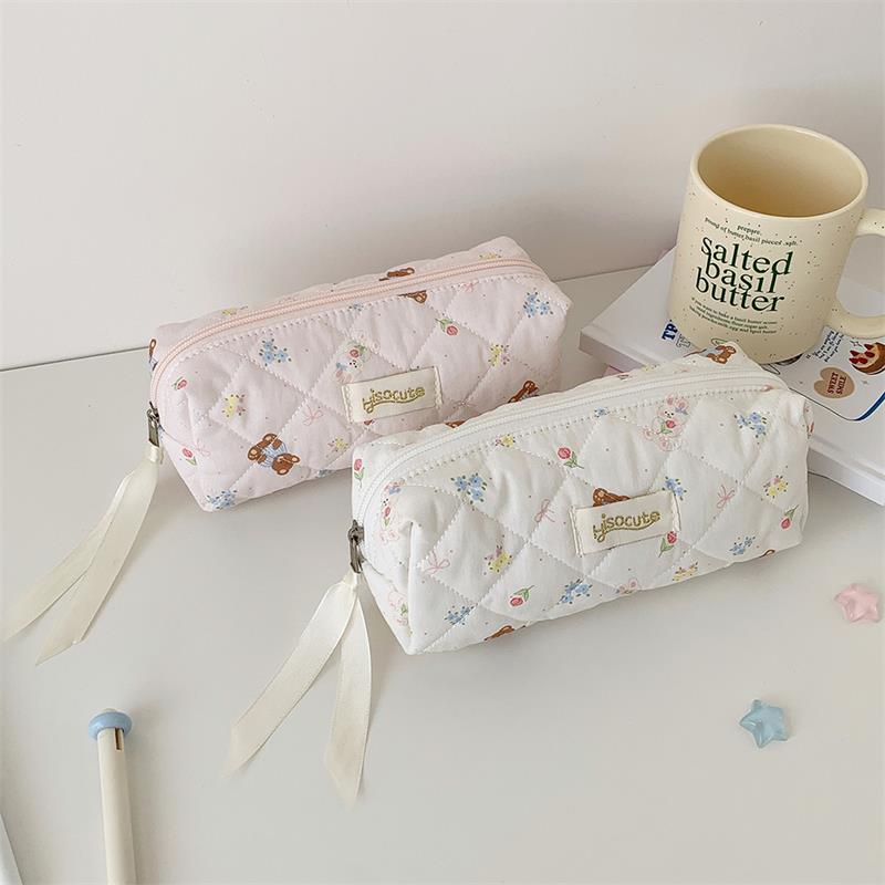 Милый пенал с принтом медведя, сумка для ручек, большая вместимость, сумка для хранения студенческих канцелярских принадлежностей, портативная, девчачья косметичка, подарки