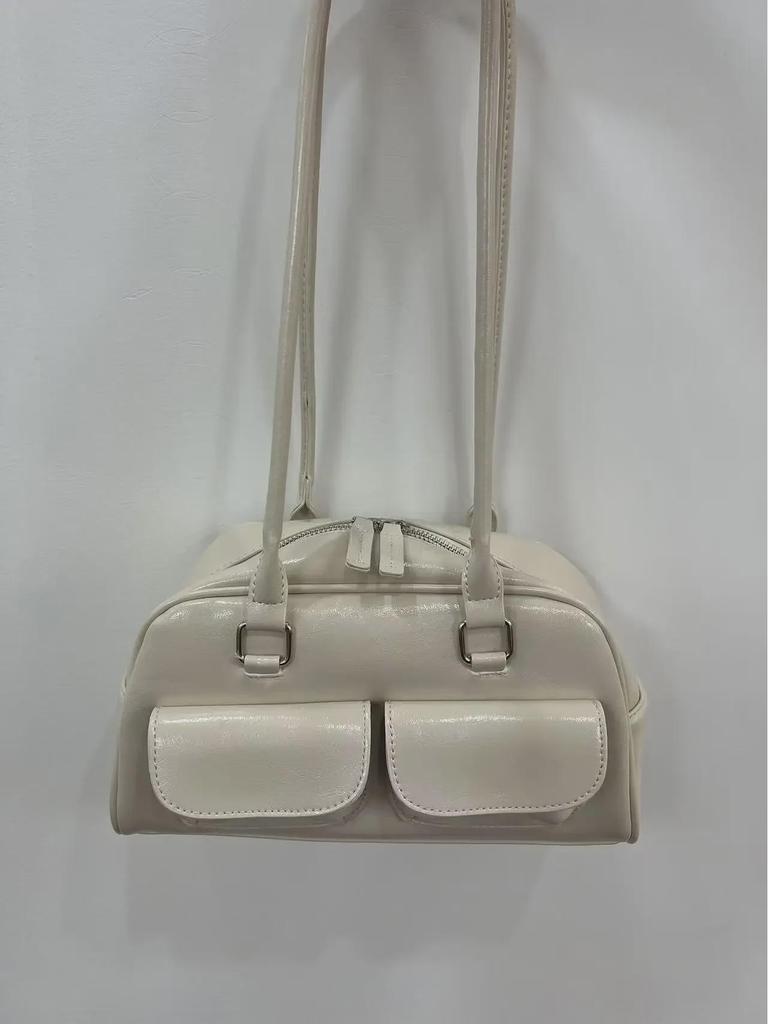 Korean Needle-Stunning Xu Yunzhen Style Waxed Leather Multi-Pocket Shoulder Bag