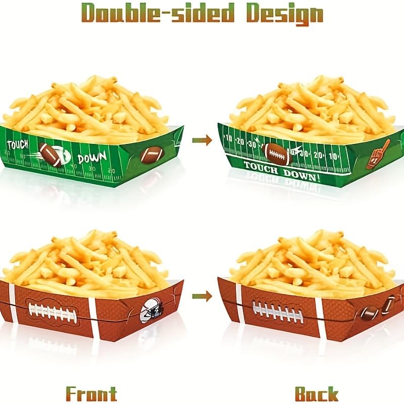 12 шт., 2 узора, Поднос для закусок для футбольной вечеринки, Картонный поднос для попкорна, Поднос для еды для начос, Украшения для футбольной вечеринки по случаю дня рождения, Обязательно для просмотра игры