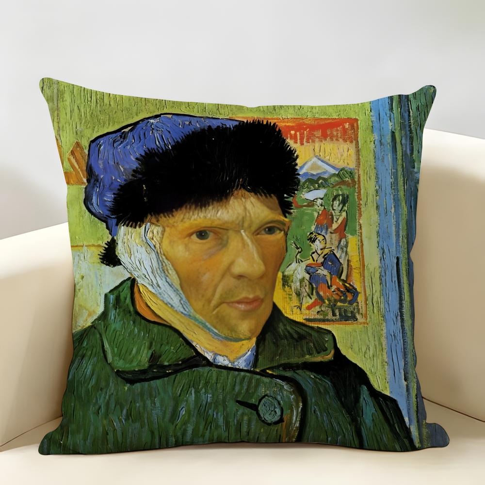 Van Gogh Original Print Cushion Cover Natural Linen Organic Fabric DoubleSided Printing Room Sofa Decor Pillow Case