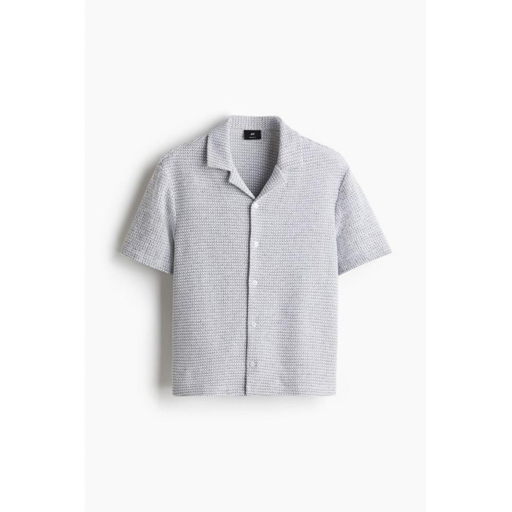 H M caMp sHirt Regular Fit Gray wHite