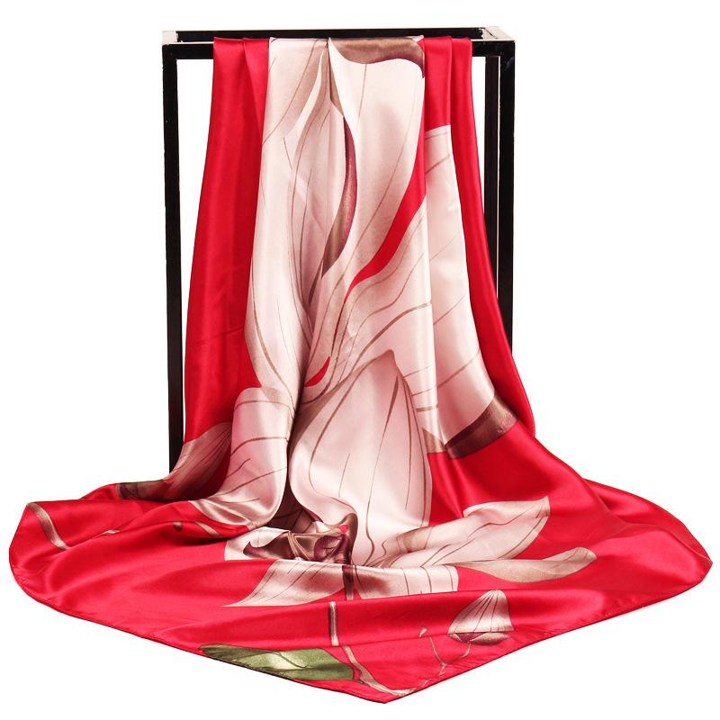 Fashion Hijab Scarf For Women Print Silk Satin Hair Scarfs Kerchief 90*90cm Square Neckerchief Headband Scarves For Ladies