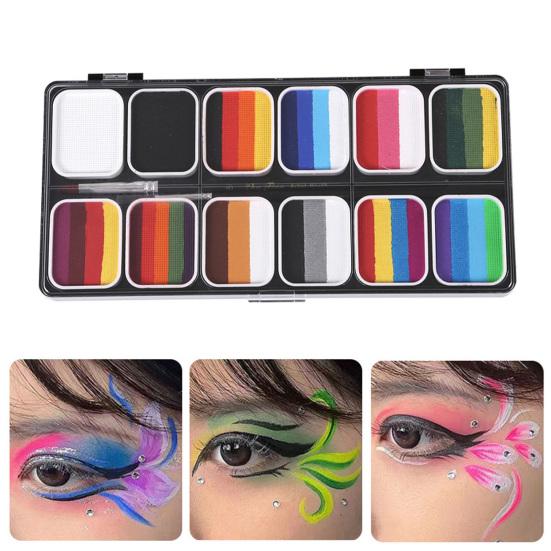 Набор красок для лица на водной основе, профессиональная масляная палитра для краски для тела с 2 ручками, набор для макияжа на Хэллоуин, для взрослых и детей