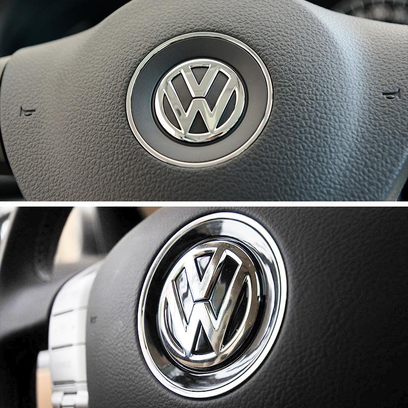 ABS Carbon Fiber Pattern Car Logo Steering Wheel Decoration Sticker Accessories For VW R Gti Line Passat Golf 5 6 Polo Scirocco zw0