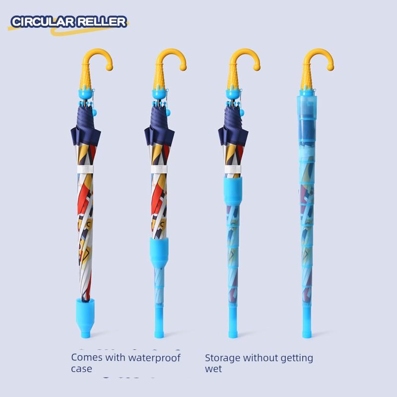 Children's Umbrella for Boys, Dual-Use for Sun and Rain, Construction Vehicle Design, Suitable for Elementary School Girls and Kindergarten, Special