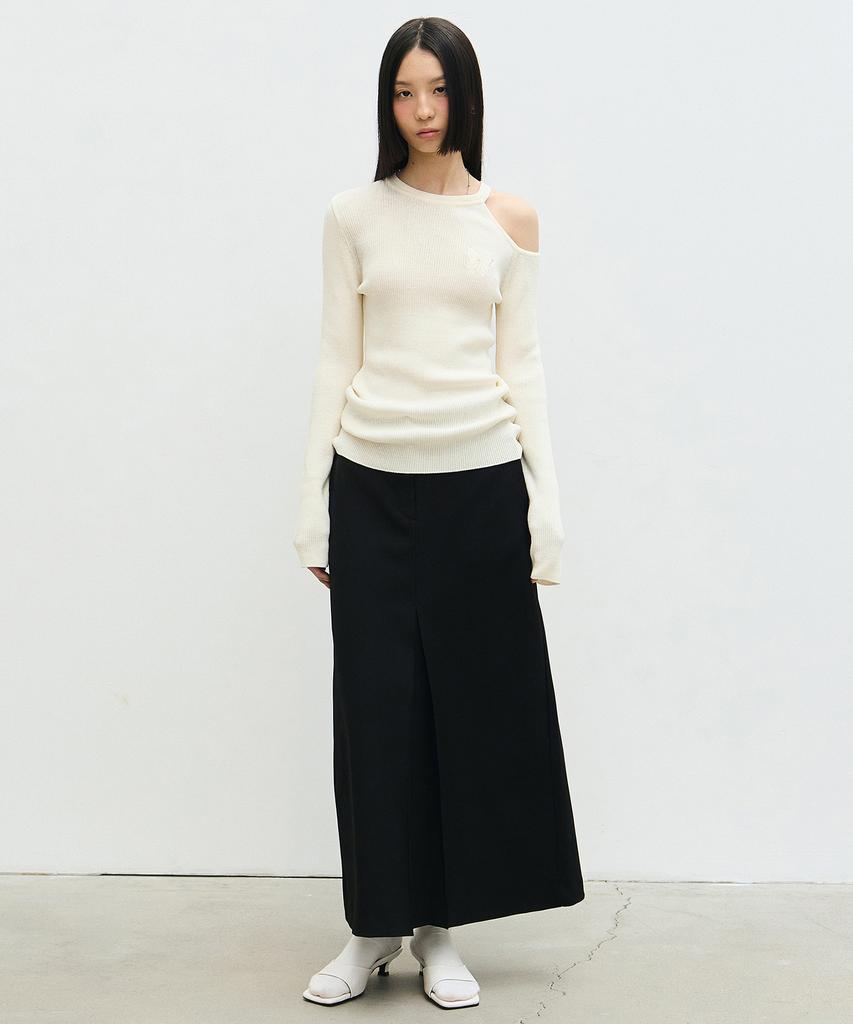 Nigaennikol Box Pleated Long Skirt_Black