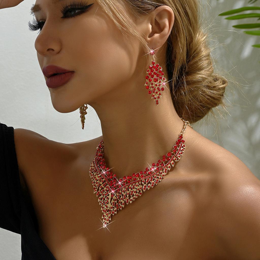 Jewelry Set Shimmering Necklace And Earrings Luxury Jewelry Set Dazzling Exquisite Design Necklace For Formal Event Party