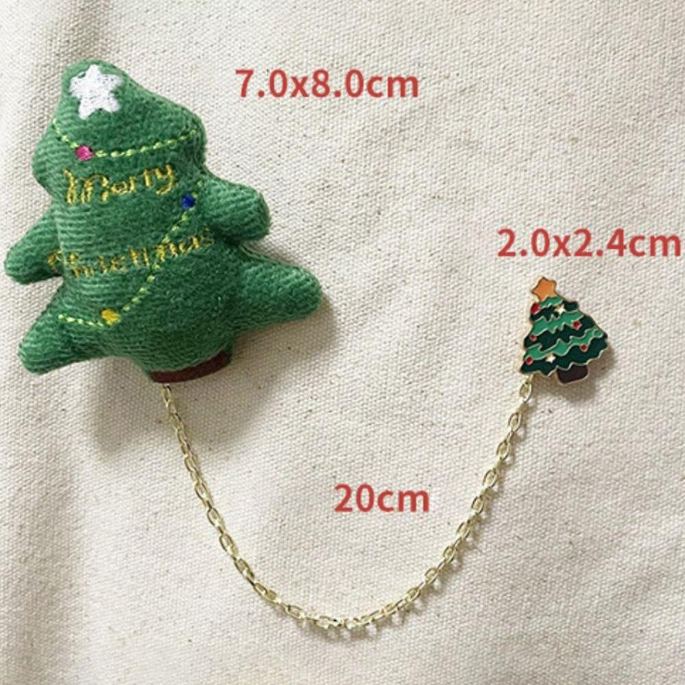 Snowman Elk Christmas Brooch Santa Claus Clothes Badge Pins Fashion Plush Chain Brooch Xmas Gifts