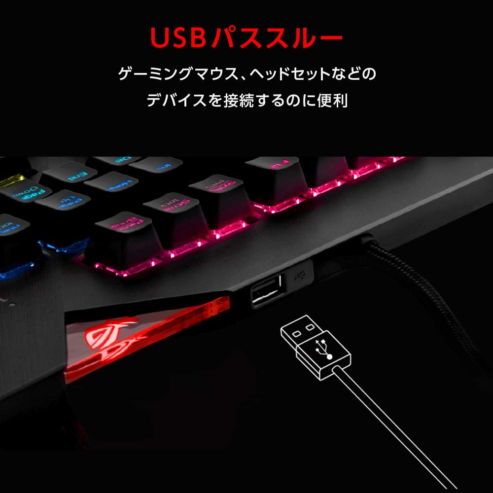 Игровая клавиатура ASUS AURA SYNC, совместимый с USB-портом, механическая игровая клавиатура со съемной подставкой для запястий XA01 ROG STRIX Red Axis, модель FLARE/RD/US_1