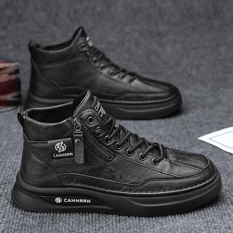 Скейтборд обувь студенческая спортивная плоская мужская обувь осенние высокие маленькие белые туфли мужские 2024 новые туфли с боковой молнией прилив