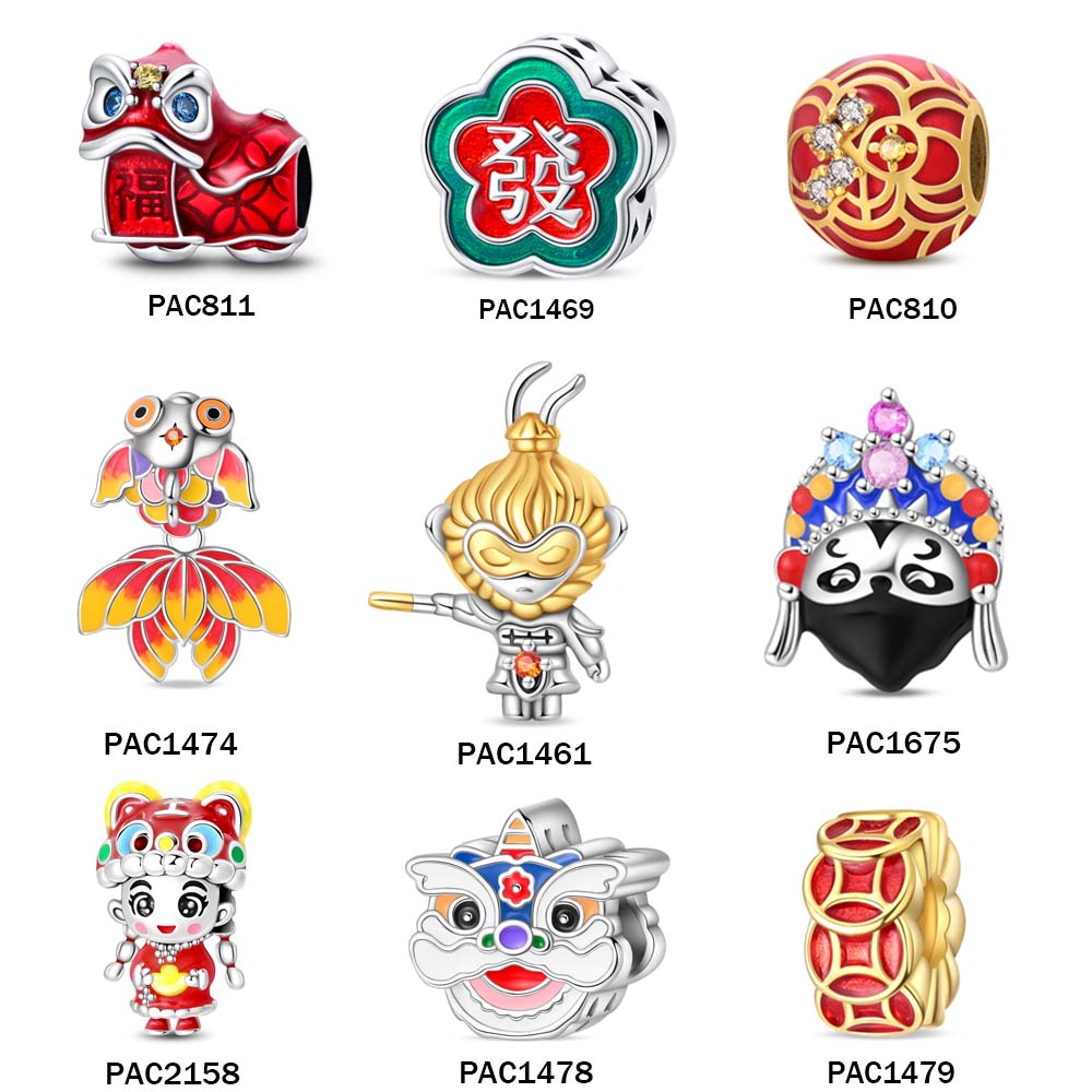 2026 New Chinese Style Dainty Cute Monster Jewelry Gift Sparkling Zircon, Ideal Gift Dropshipping,S925 Silver Enamel Charms,