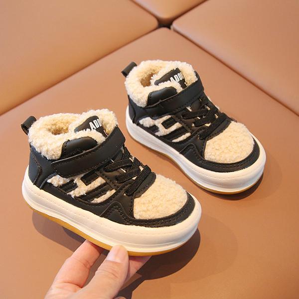 Зимние детские ботильоны для мальчиков и девочек, теплая плюшевая спортивная обувь для бега на открытом воздухе