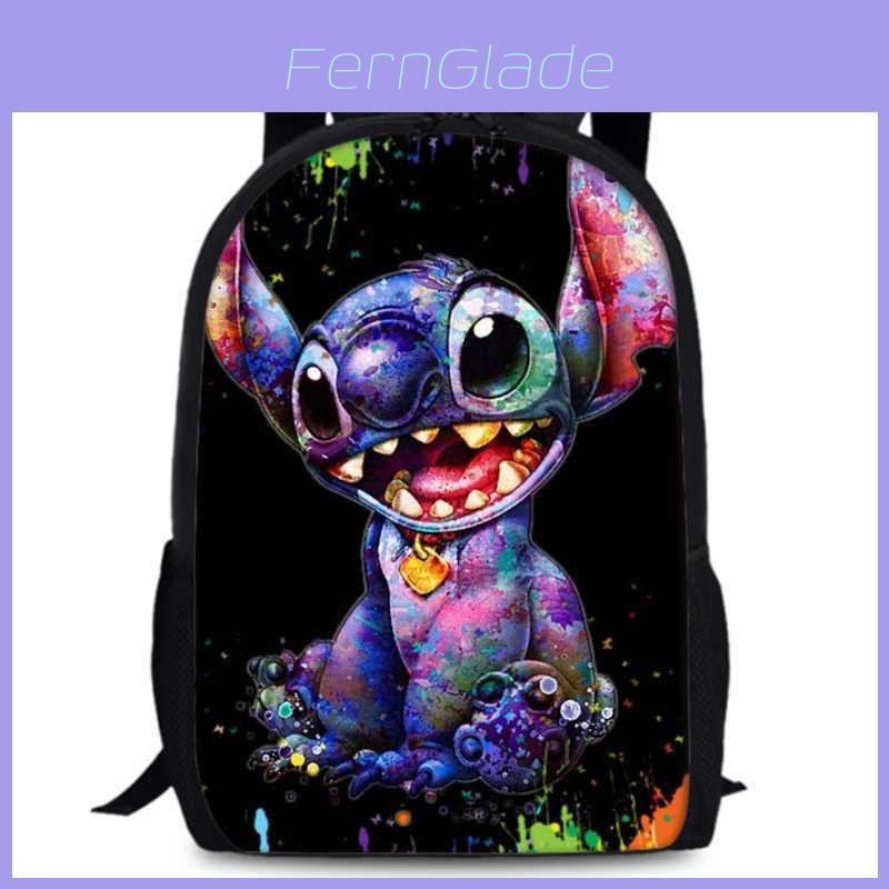 Durable Stitch Anime School Bag With Polyester Lining And Printed Design