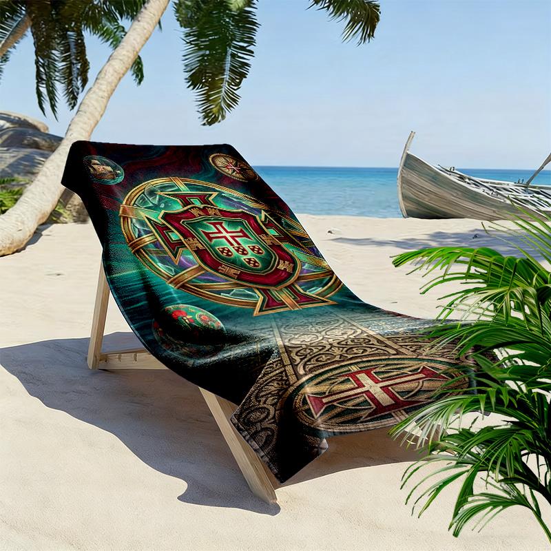 Portuguese Heritage Emblem beach towel soft Outdoor camping swim Outdoor pool towel quick-drying swim towel Travel and vacation towels beach printing