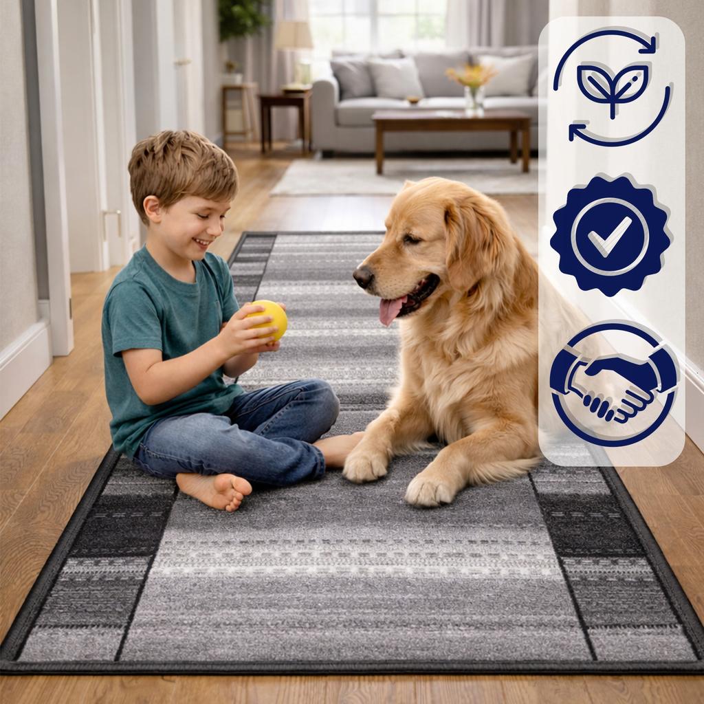 [5] IMPERIA GREY 100x180cm Anti-slip Rug D7520