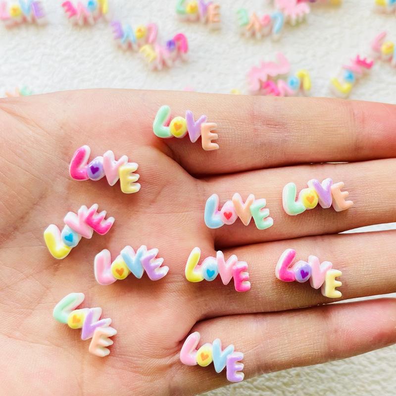 30 Pcs New Cute Valentine'S Day Letter Resin Figurine Crafts Flatback Cabochon Ornament Jewelry Manicure Making Accessories A61