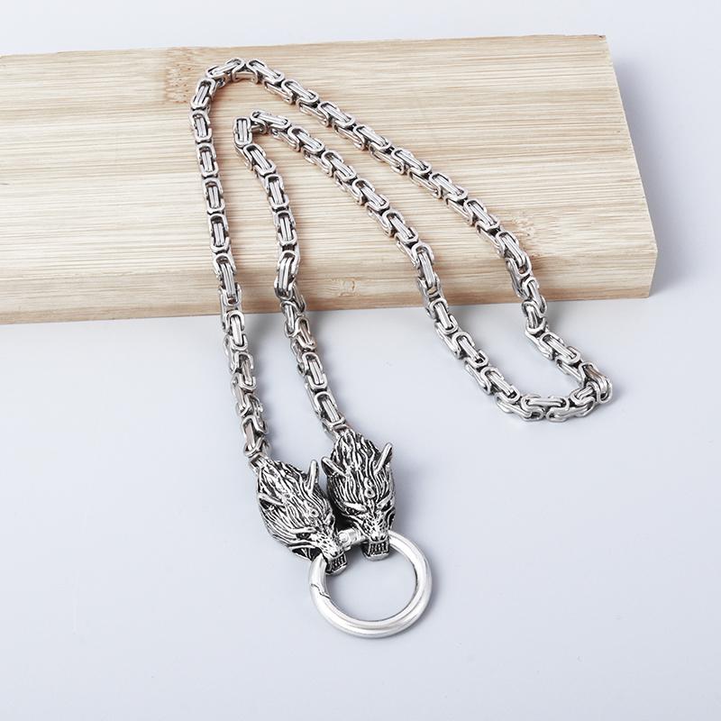 Винтажное ожерелье с головой волка для мужчин, тяжелая византийская цепочка, ожерелье высокого качества, ювелирное изделие, амулет, подарок