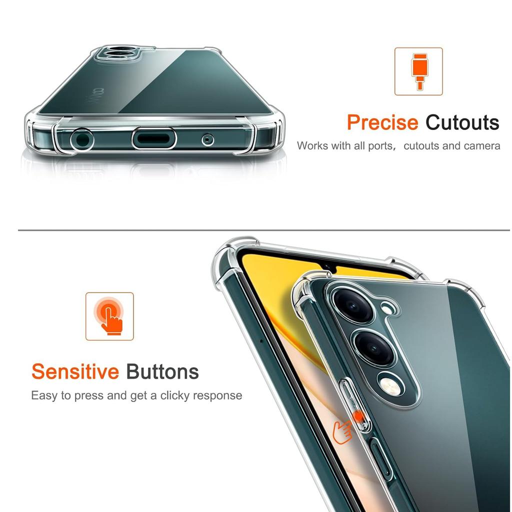 TPU Transparent Case for Vivo Y04 Y19S Y29 Y29S Y39 5G Protective Cover Four Corners Shockproof Bumper Coque Fundas