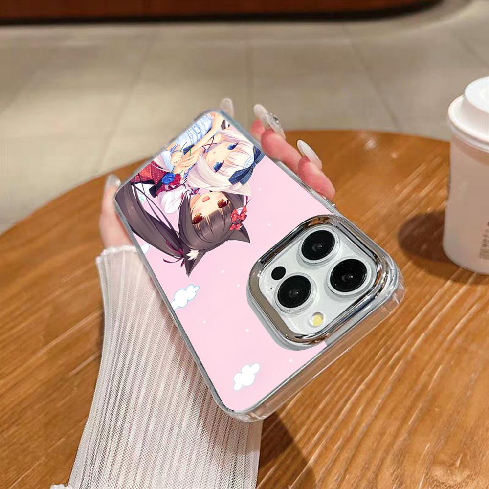 Чехол для телефона C-Chocola Nekopara Для Iphone 17 16 15 14 13 12 11 Pro Max Xr Air Plus Силиконовый чехол Серебристый чехол с жесткой оболочкой