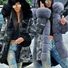 Women's Faux-Fur Shaggy Winter Camo-Coat Long Sleeve Open Front Outwear Fishtail Hooded Jacket