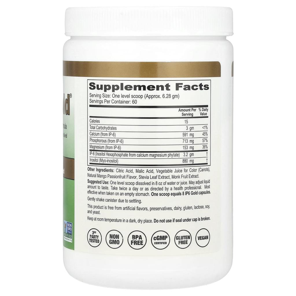 Ip-6 International, Ip6 Gold, Immune Boosting Formula Powder, Mango Passion Fruit Flavor, 377Gm