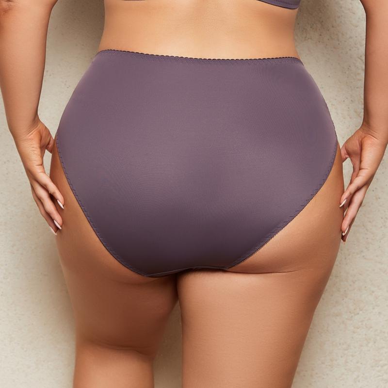 3Pcs Women Plus Size Panties Solid Color Floral Lace Patchwork Briefs 0Xl-5Xl