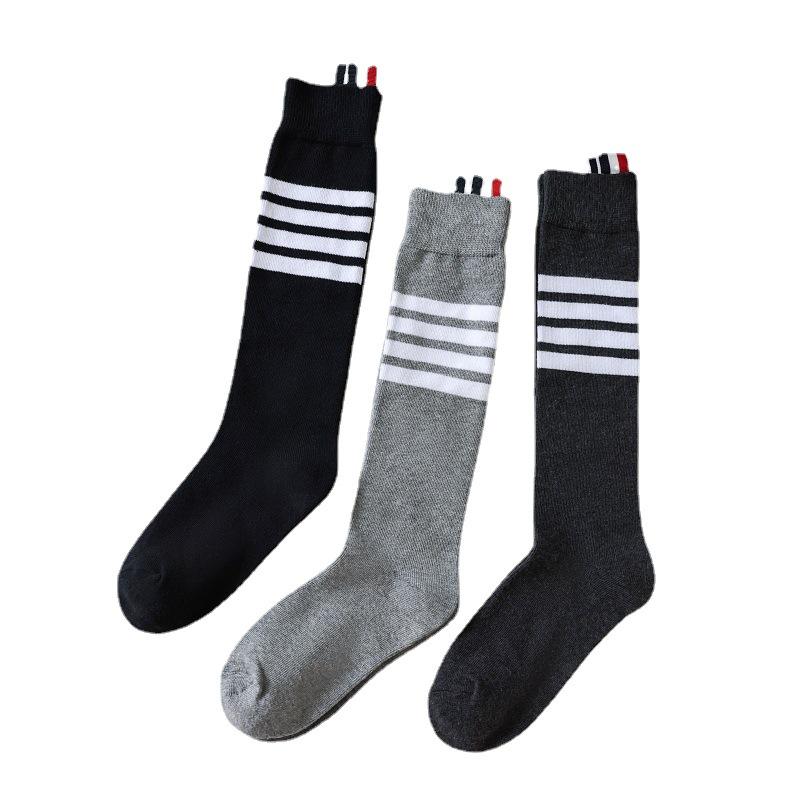 AMUSIVE Asymmetrical Striped Spring & Autumn Knee-Length Socks for Women