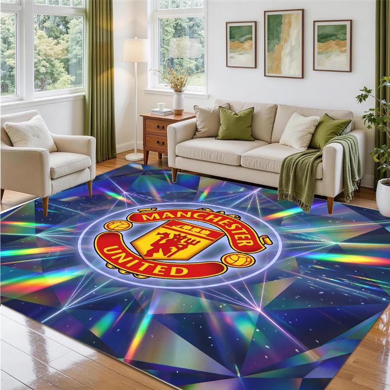 Manchester United Design Crystal Velvet Rug Soft Decorative Mat for Bedroom Entrance