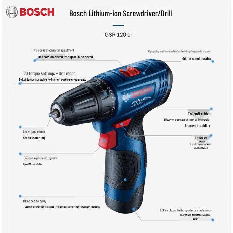 Bosch GSR 120 Cordless Drill/Driver CN plug (adapter included)