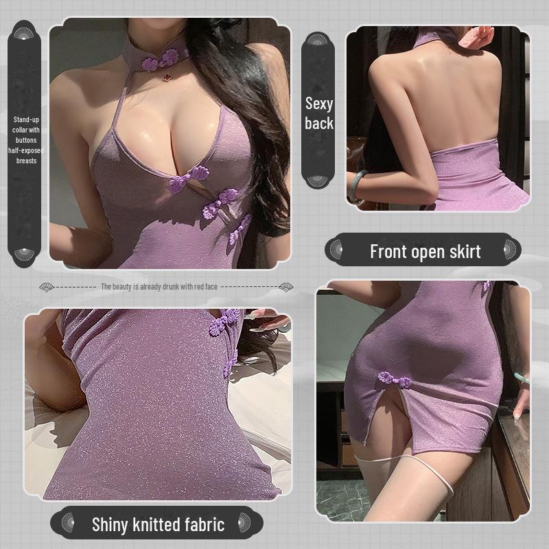 Миссис. Feimu Shexiang Deep V Open Chest Cheongsam 6142 - сексуальное нижнее белье с соблазнительным прозрачным дизайном.