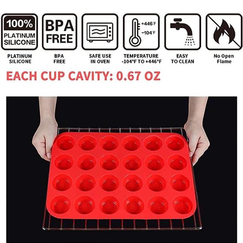 24-Hole Silicone Cake & Muffin Mold Baking Tray