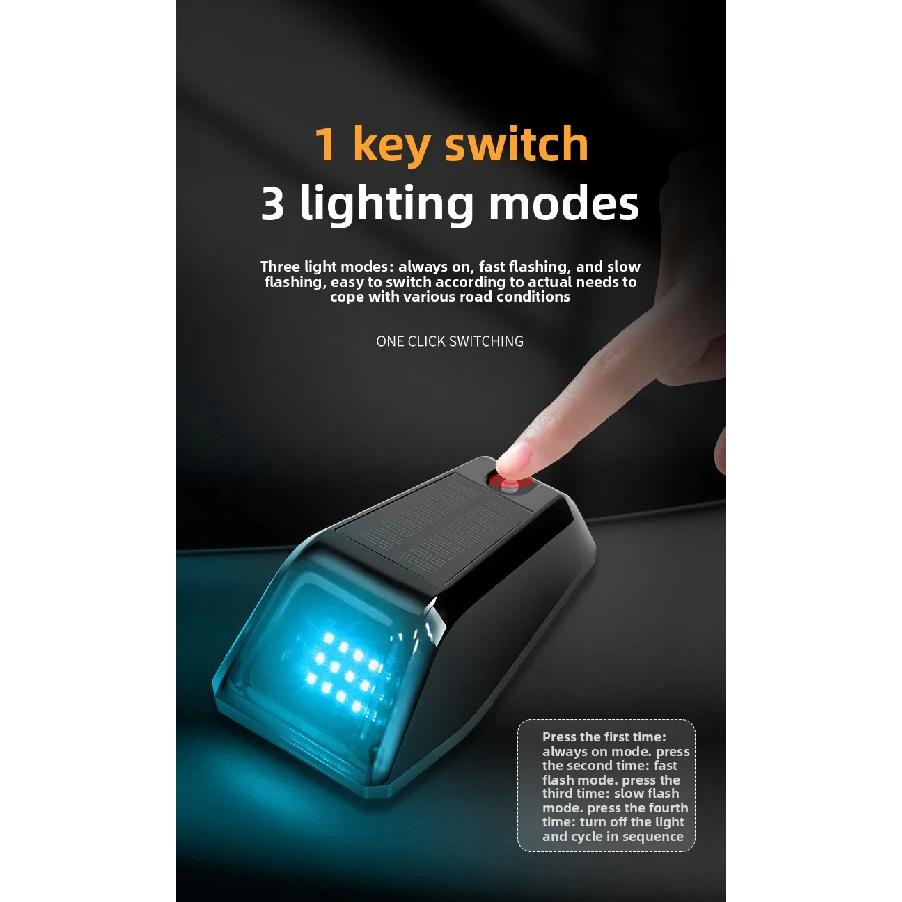 LED Solar Powered Cab Lights Punch-Free Wireless Truck Roof Lights Truck Pickup Warning Light for Pickup Trucks SUV Motorcycles