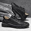 38-46 Мужская обувь в стиле ретро для отдыха Повседневная обувь Большие размеры Кожаные резиновые подошвы Ручной работы Мужские кожаные ботинки для автомобиля
